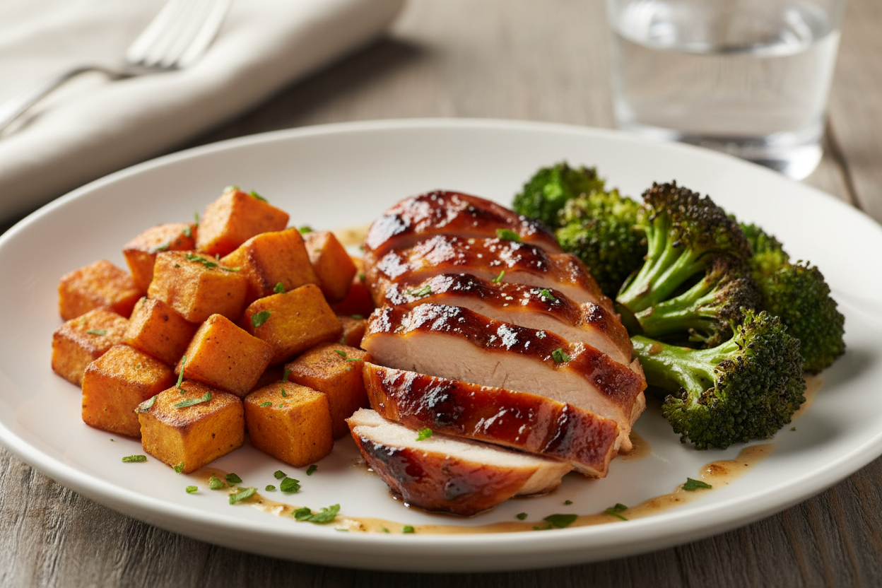 BBQ Chicken with Sweet Potatoes & Broccoli